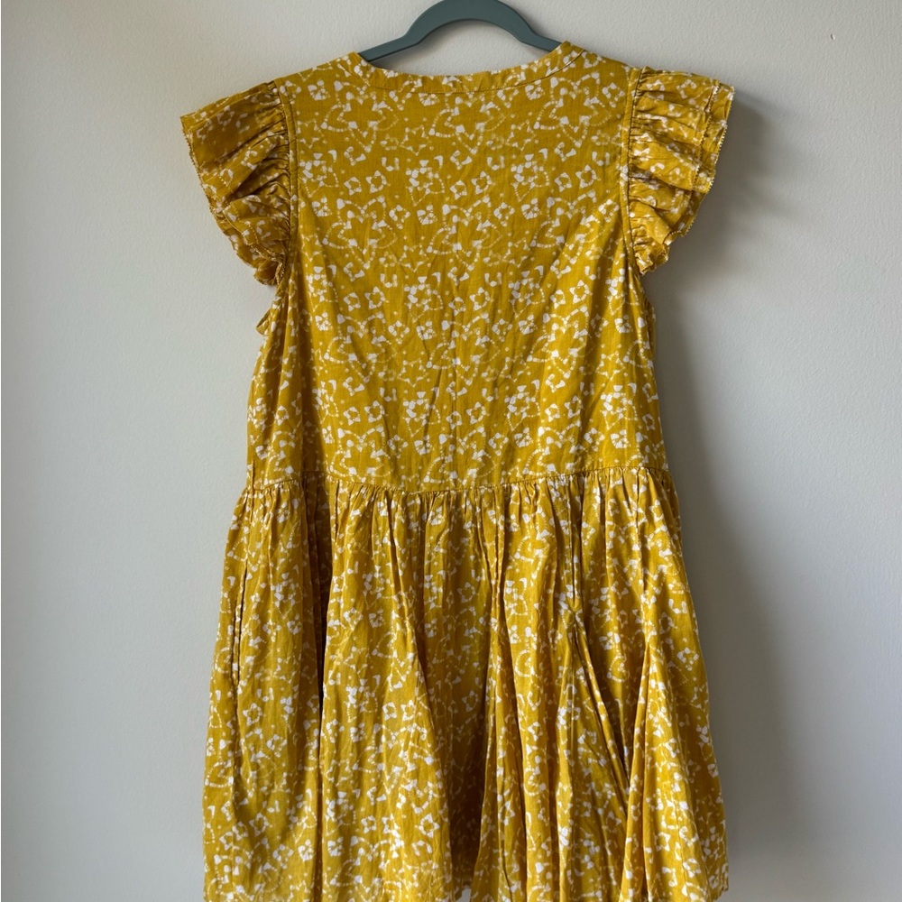 Cleobella Yellow Gold Zia Organic Cotton Size Medium Pattern Short Sleeve Dress - Picture 12 of 16